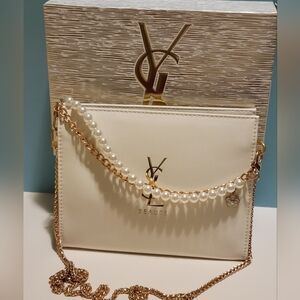 NIB YSL Beauty White & gold Pouch